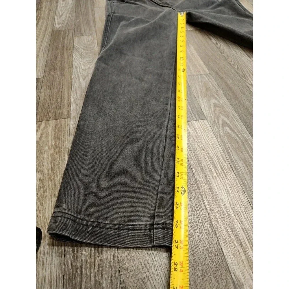 Future Collective Kahlana Brown Size 0 Jeans Black Overlap Waist Tapered Leg NWT - Picture 9 of 12
